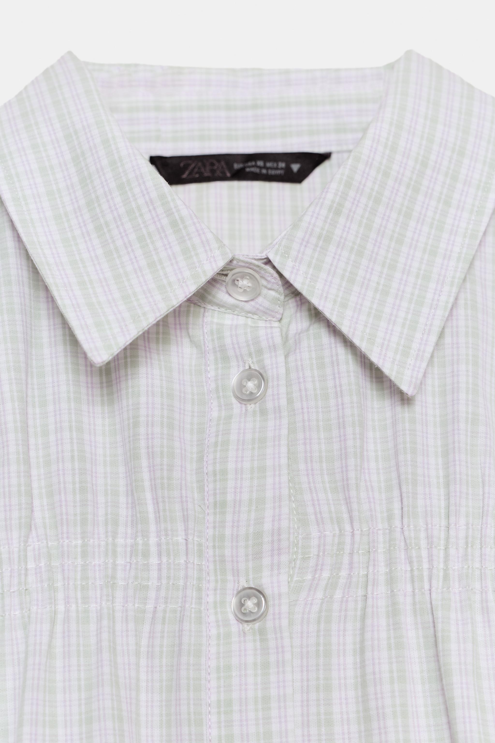 CHECKED ELASTIC POPLIN SHIRT